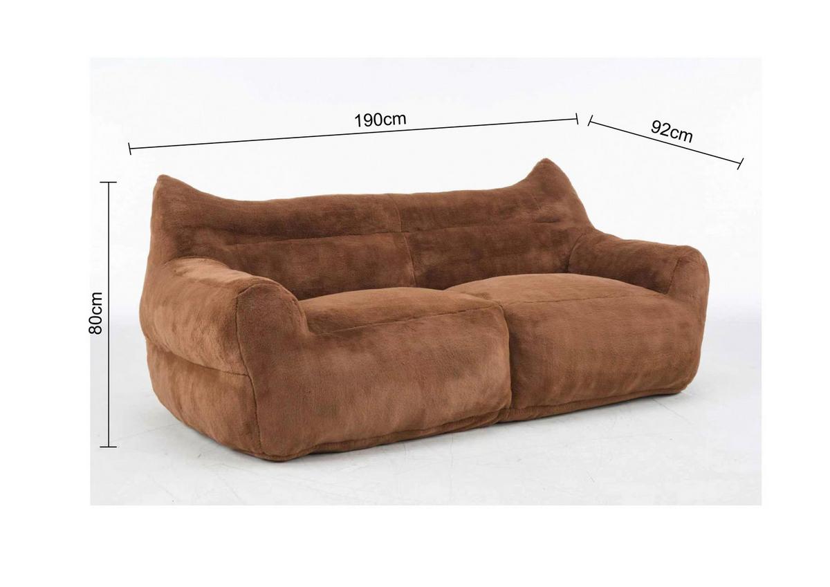 Dvojmiestna pohovka LENI, hnedá umelá kožušina - hnedá, Modern, textil (190/80/92cm) - Mömax