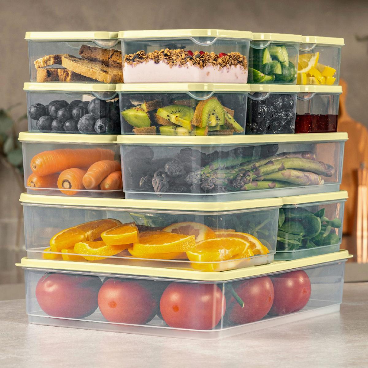 Vorratsdosenset Salbeigrün 17-teilig - Salbeigrün/Transparent, Kunststoff