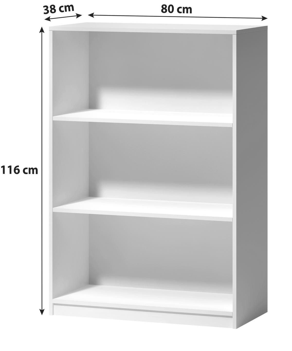 Regál se 3 příhradkami - bílý - bílá/černá, Basics, kompozitní dřevo/plast (80/116/38cm) - P & B
