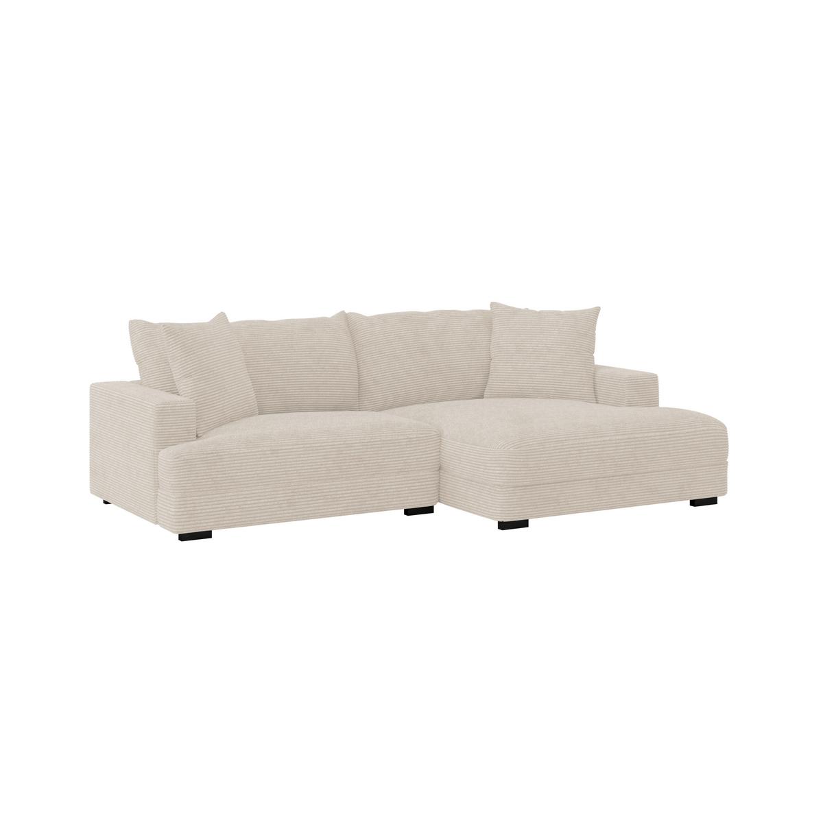 Ecksofa Pelle mit Kissen Beige Cord 265x180 cm - Beige/Schwarz, MODERN, Textil (265/180cm)