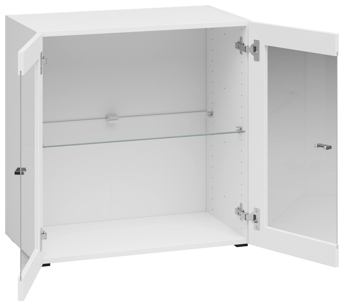 Vitrine 2 Türen, B: 64 cm Sixty-Four, Weiß - Schwarz/Weiß, Trend, Glas/Holzwerkstoff (64/64/35cm)