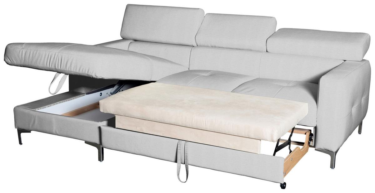 Ecksofa Sammy Hellgrau - Chromfarben/Hellgrau, Design, Textil (169/226cm) - Livetastic