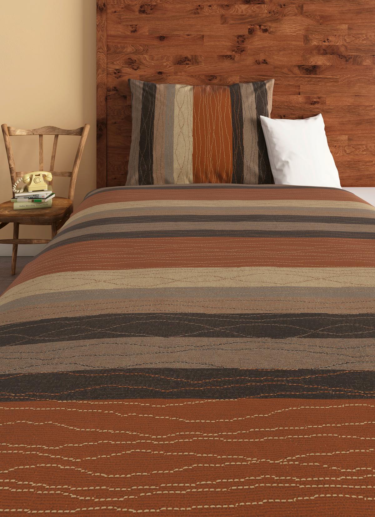 Renforcé Bettwäsche 140x200 cm Petra Orange Streifen - Orange, ROMANTIK / LANDHAUS, Textil - James Wood