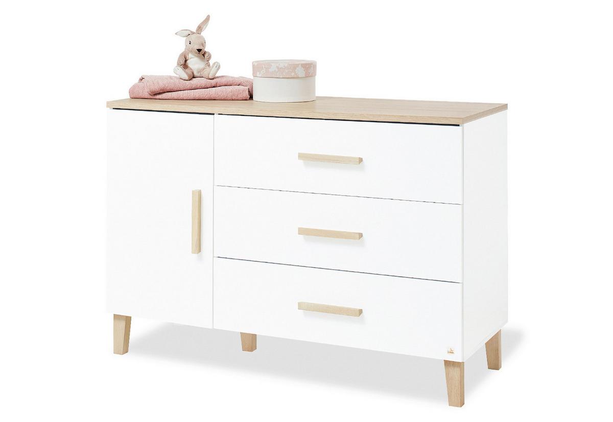 Babyzimmer 2-teilig. weiß/Natur - Eichefarben/Weiß, Basics, Holzwerkstoff - Pinolino