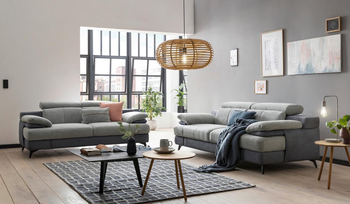 3-sitzer-sofa Titus Hellgrau/dunkelgrau - Dunkelgrau/Hellgrau, Design, Textil (225/80/104cm) - Livetastic