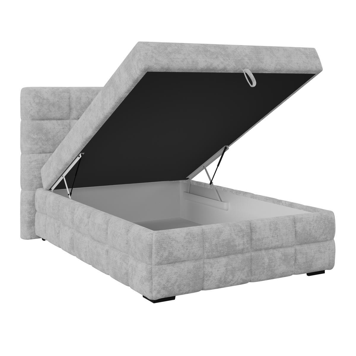 Čalúnená posteľ VEGA 140x200 cm, svelosivá - čierna/zelená, Trend, drevo/textil (140/200cm)