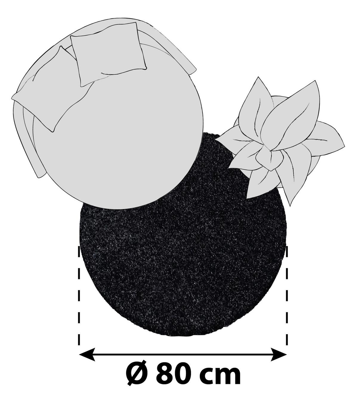 Hochflor Teppich Anthrazit Dream Rund Ø 80 Cm - Anthrazit, KONVENTIONELL, Textil (80cm)