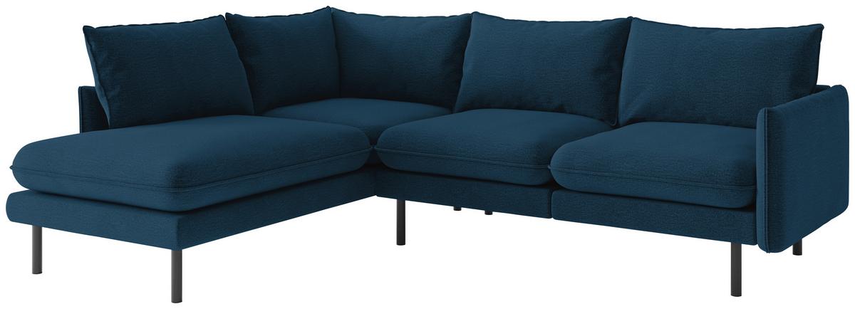 Ecksofa Samos Blau S: 204x267 Cm - Blau/Schwarz, Design, Textil (204/267cm) - Livetastic