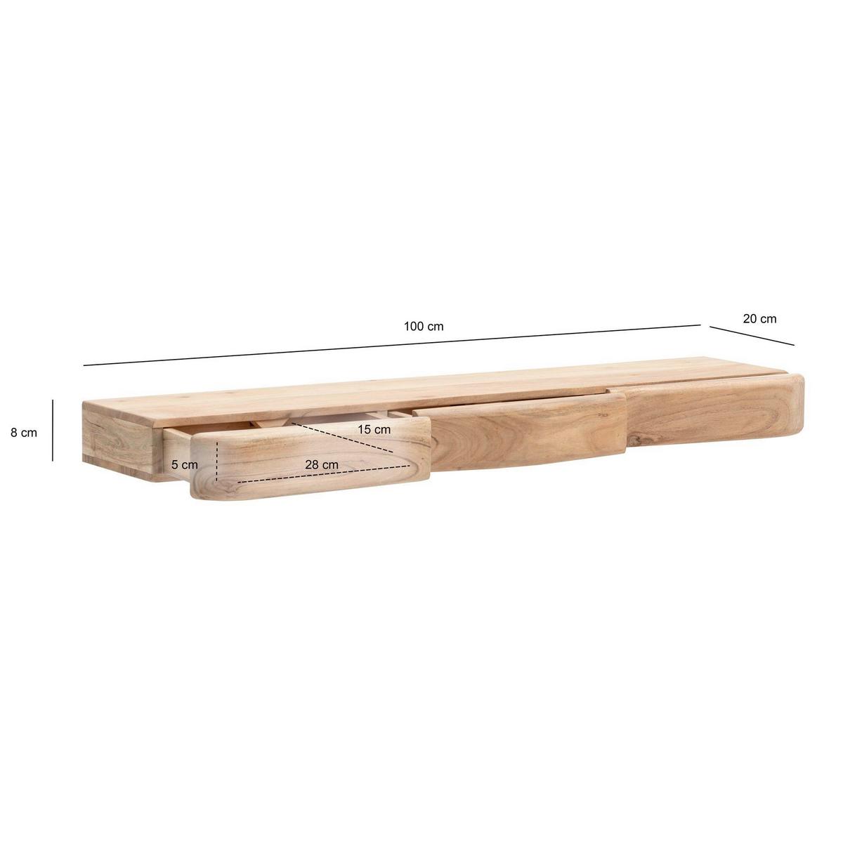 WANDBOARD Akaziefarben B: 100cm - Akaziefarben, Design, Holz (100/8/20cm) - Livetastic