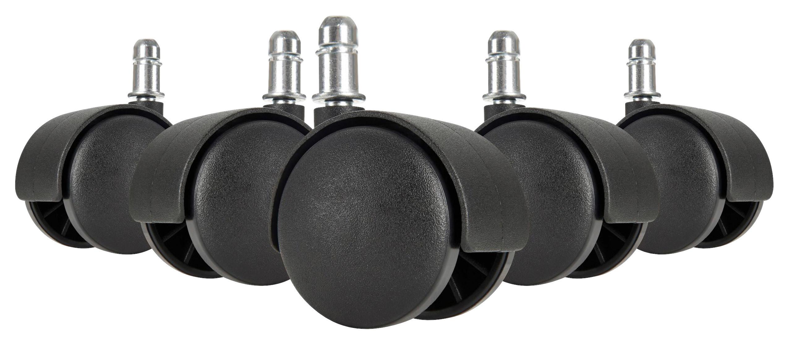 Bürostuhlrollen Ø 5 cm Schwarz 5er-Set - Schwarz, Basics, Kunststoff (5cm) - MID.YOU