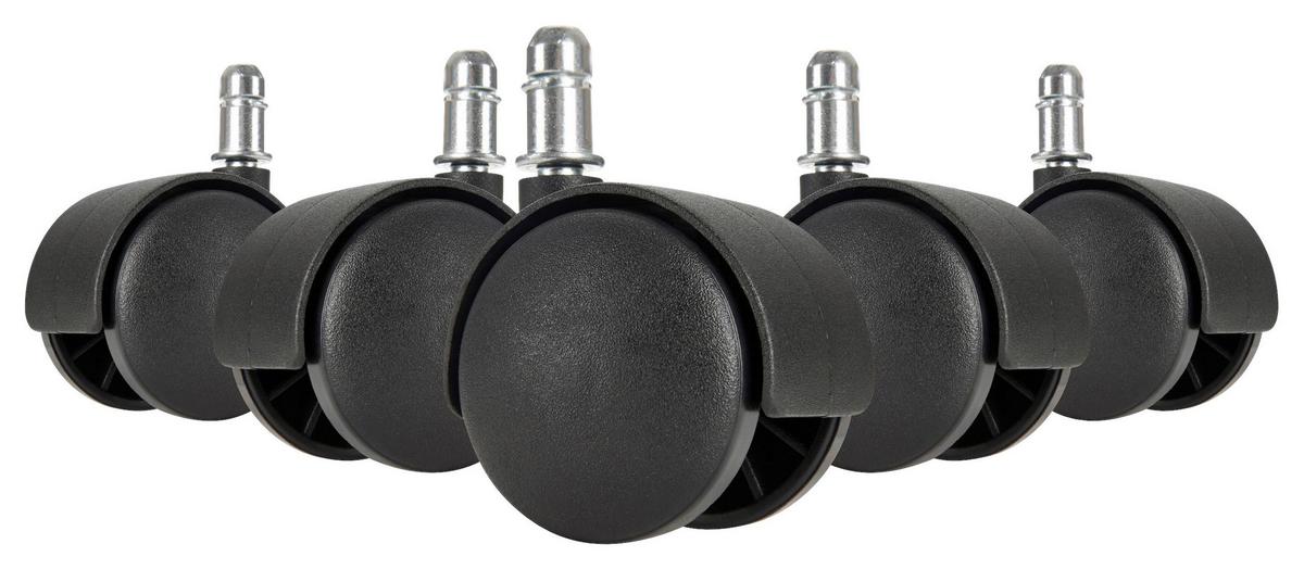 Bürostuhlrollen Ø 5 cm Schwarz 5er-Set - Schwarz, Basics, Kunststoff (5cm) - MID.YOU