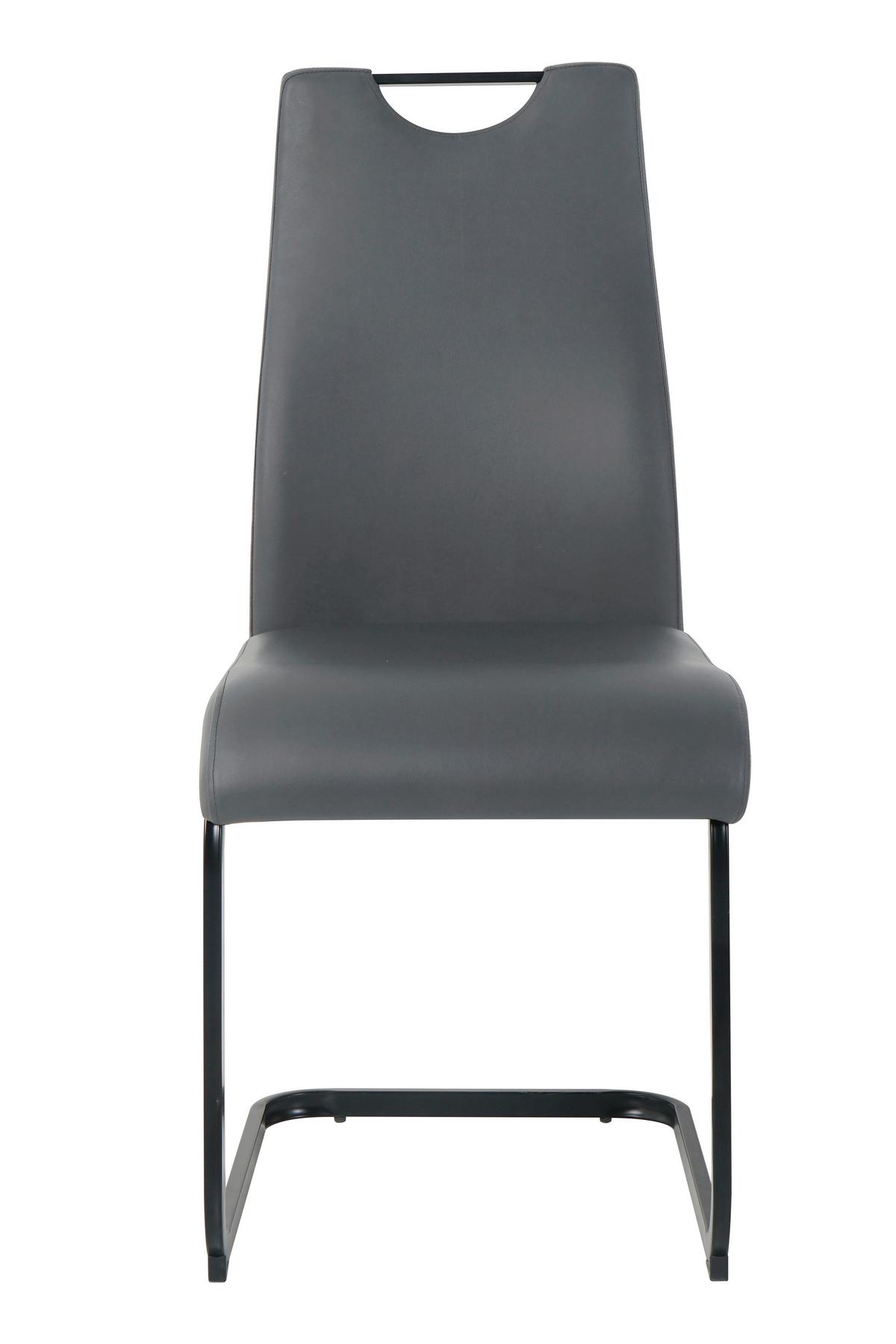 Stuhl-set Lederlook Grau, B: 42cm - Schwarz/Grau, Design, Kunststoff/Textil (42/98/56cm) - Livetastic