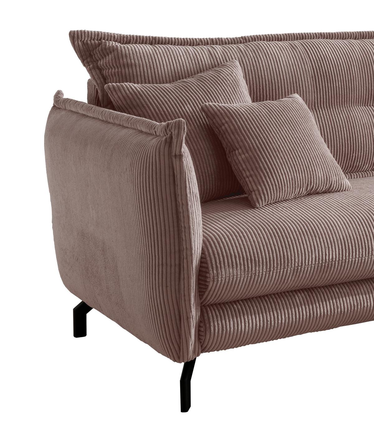 Ecksofa Lava Rosa S: 255/180 cm - Schwarz/Rosa, MODERN, Textil (255/180cm) - Livetastic