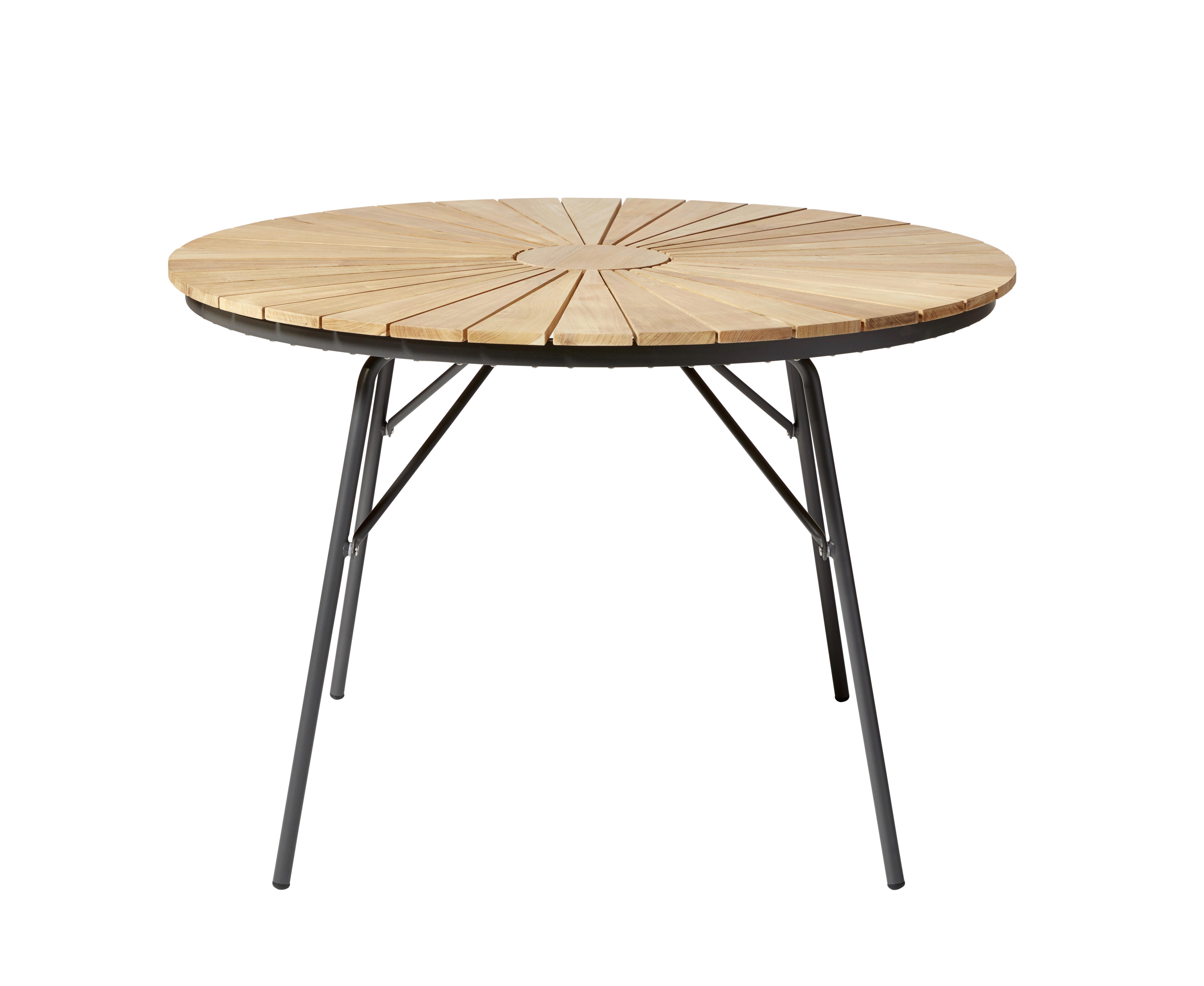 Gartentisch Ellen Teakholz ⌀ 110 cm - Anthrazit/Teakfarben, KONVENTIONELL, Holz/Metall (110/110/74cm) - Gardenson