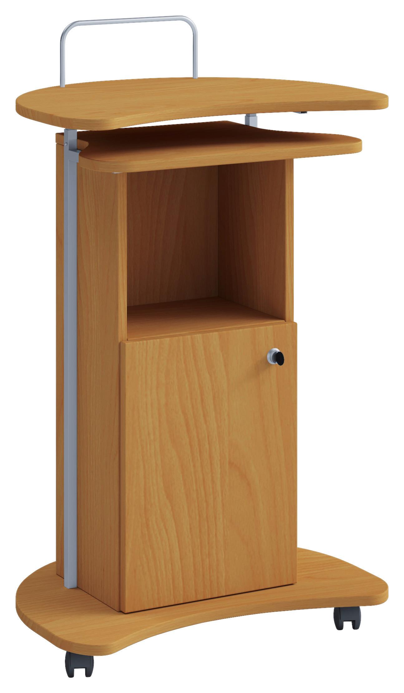 Stehpult mit Stauraum + Rollen B 56 H 12 cm Komil Buche Dekor - Buchefarben, Basics, Holzwerkstoff (56/41/93cm) - MID.YOU