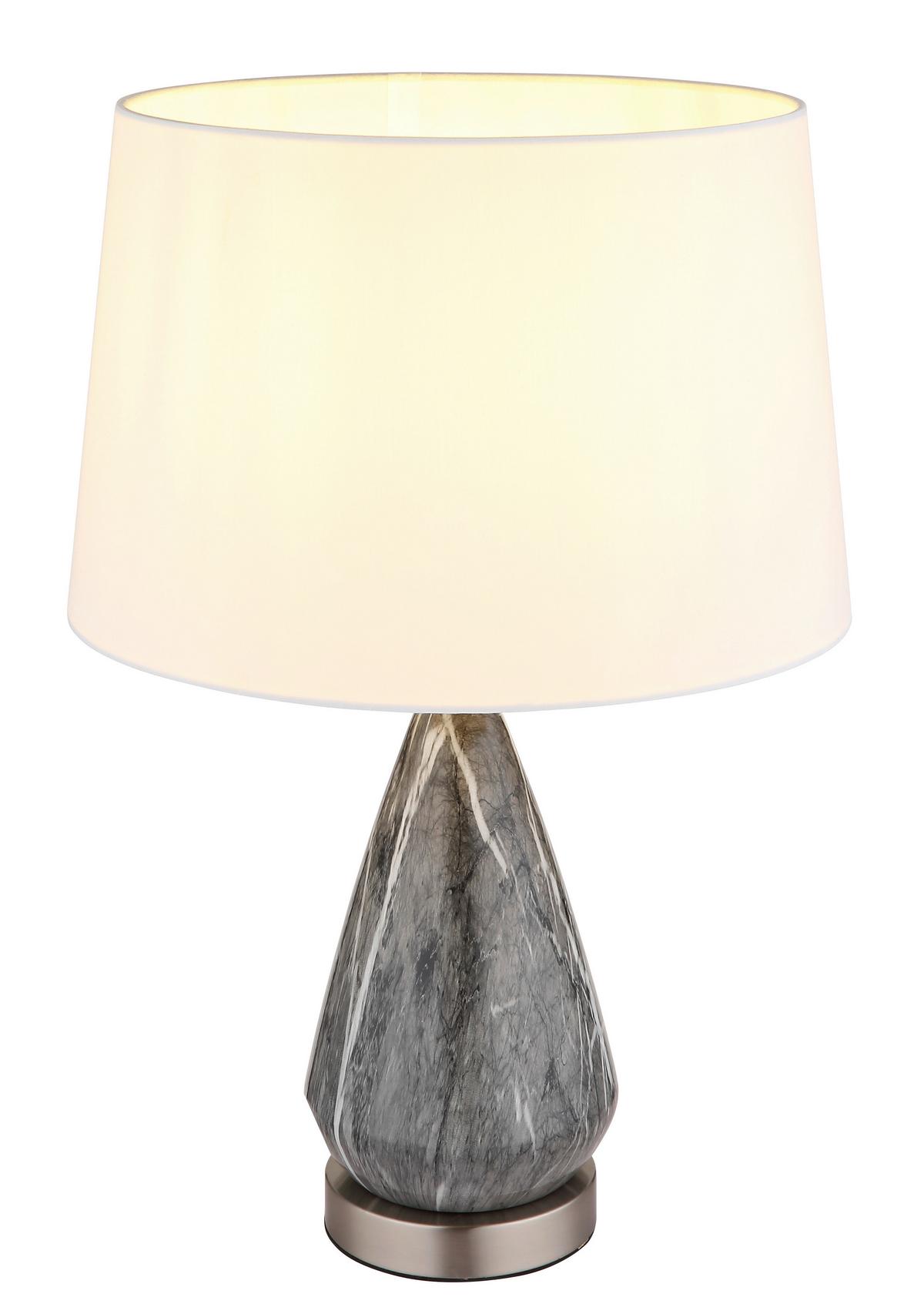 Asztali Lámpa 24147w - nikkel/fehér, Konventionell, textil/fém (35/54cm) - Globo