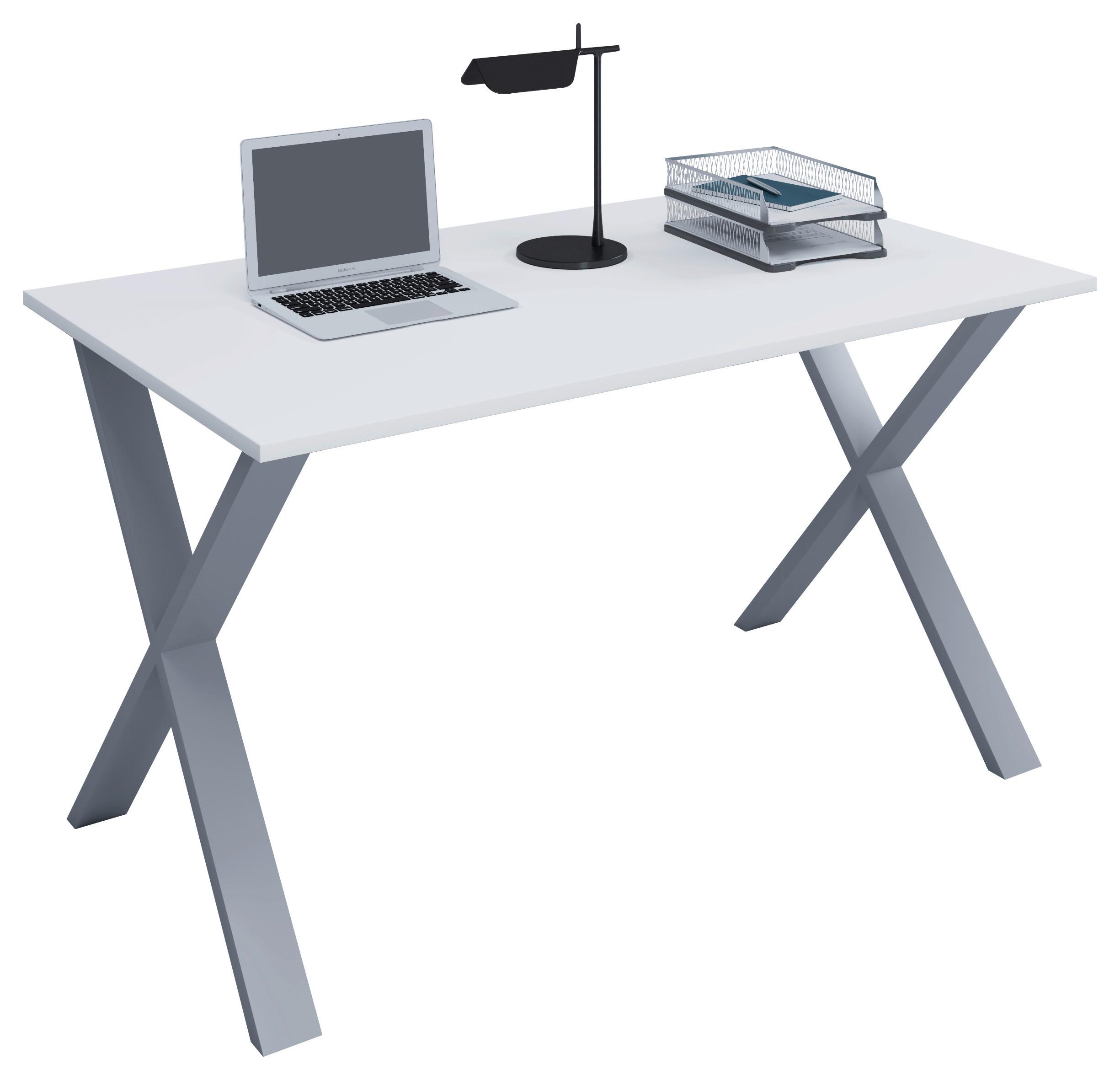 Schreibtisch Lona Silberfarben/Weiß - Silberfarben/Weiß, MODERN, Holzwerkstoff/Metall (110/50/76cm) - MID.YOU