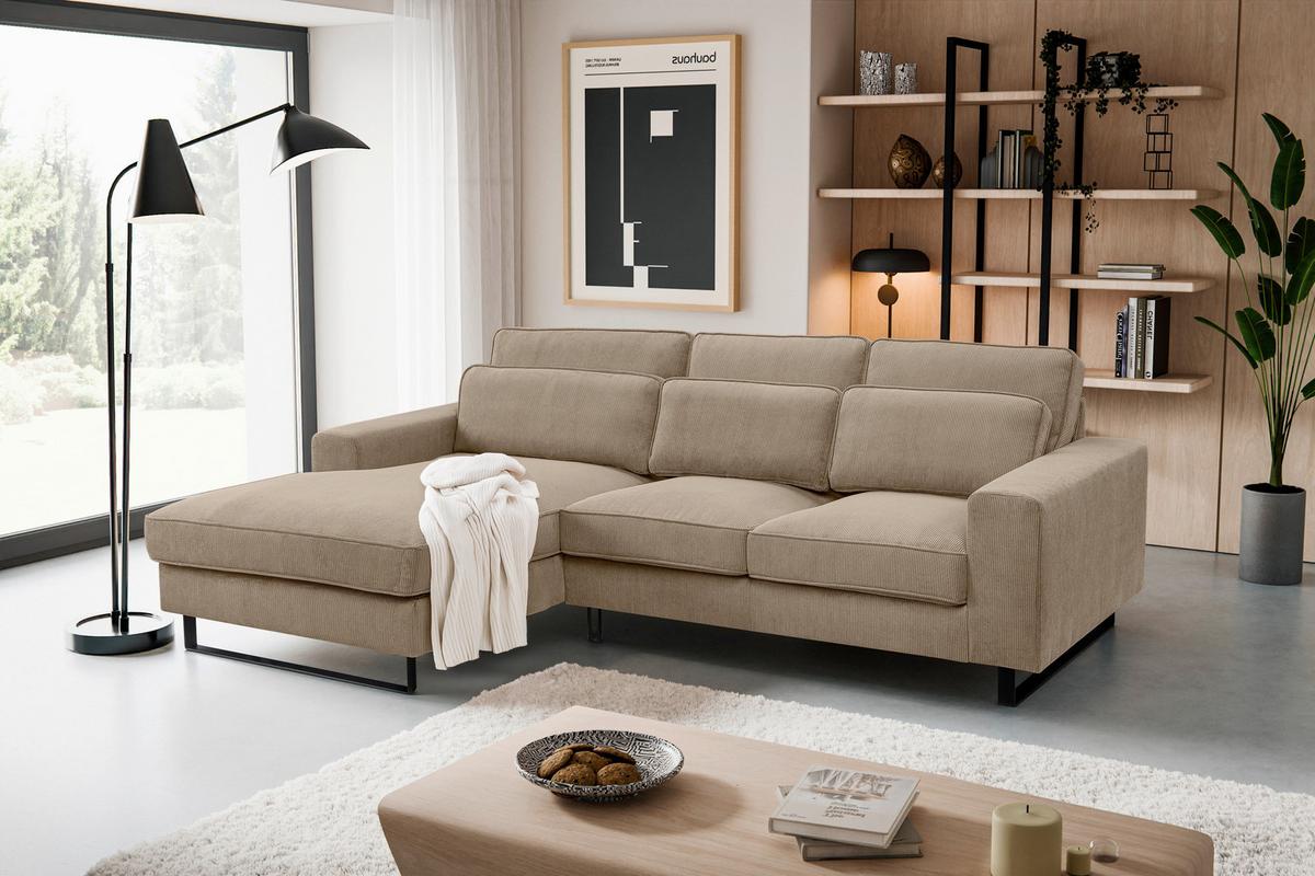 Ecksofa Bolivia Beigebraun S:276x183cm - Beige/Beigebraun, Basics, Holzwerkstoff/Textil (276/183cm) - MID.YOU