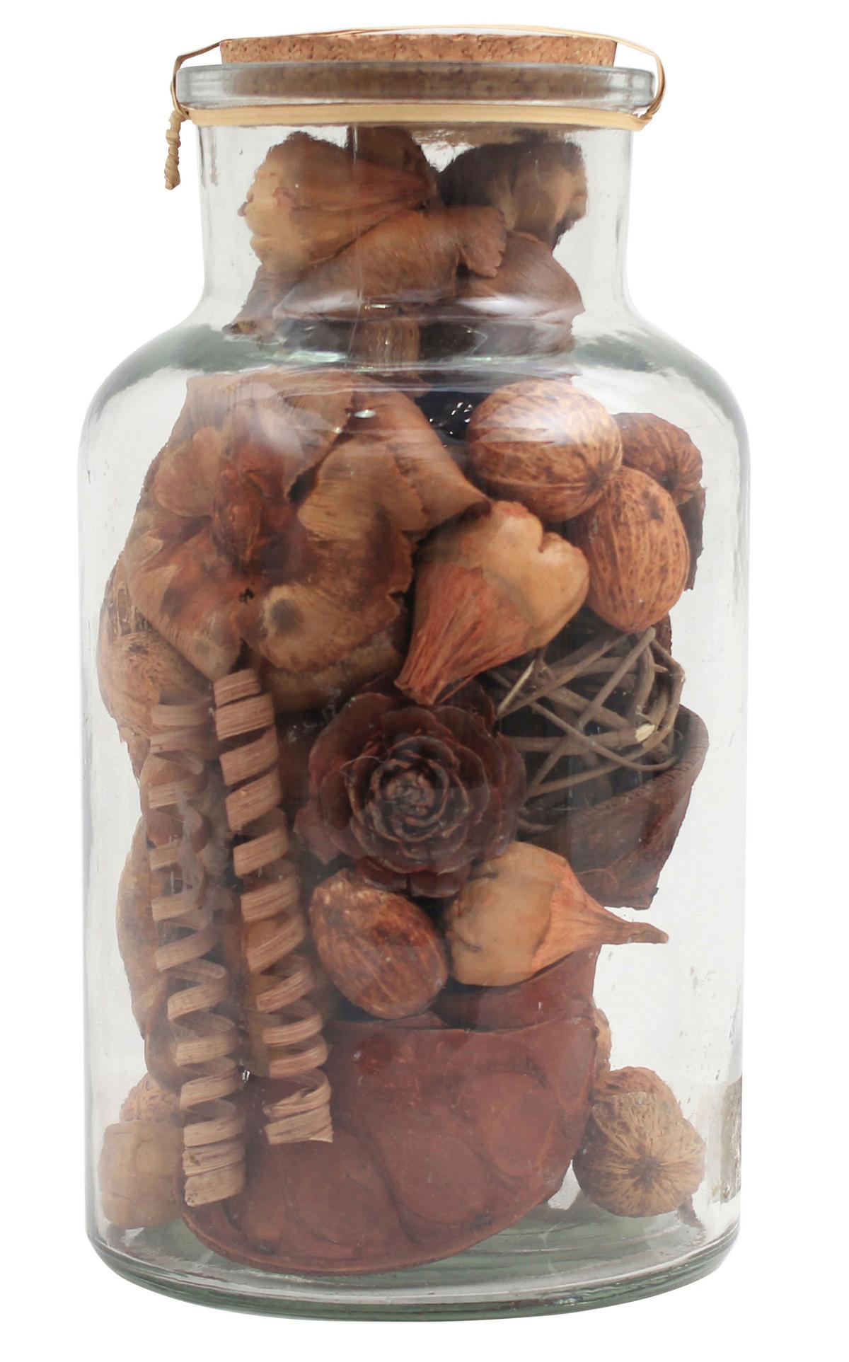 Dekoflasche Flora Hellbraun, 14x27 cm - Hellbraun, LIFESTYLE, Glas/Naturmaterialien (14/27/14cm) - Kayoom