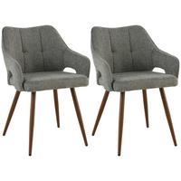 Armlehnstuhl-set Jamie - Walnussfarben/Grau, LIFESTYLE, Holz/Textil (55/80/60cm) - MID.YOU