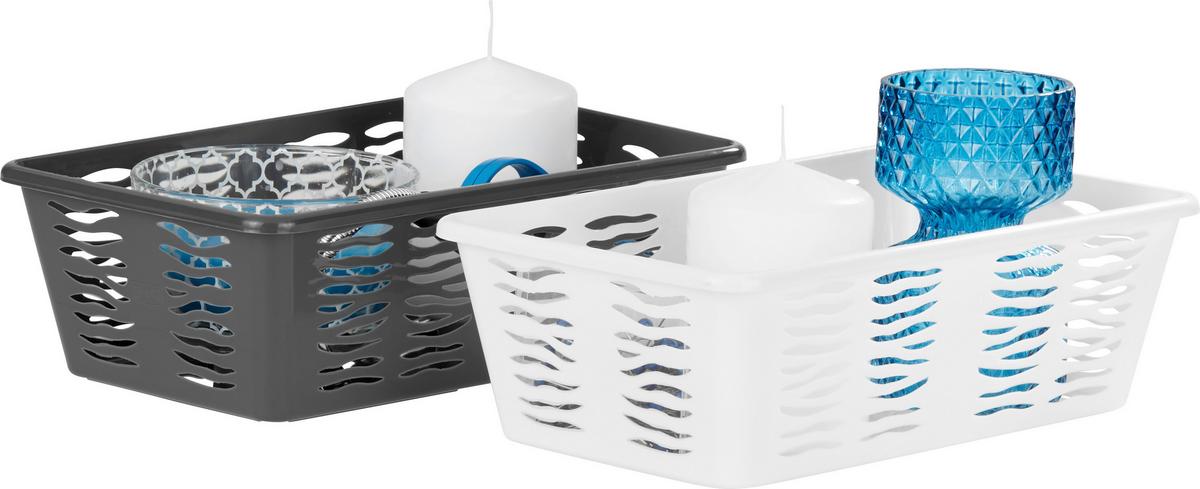 Tárolókosár Zebra - antracit/fehér, Konventionell, műanyag (25/15,8/8,1cm) - Homezone