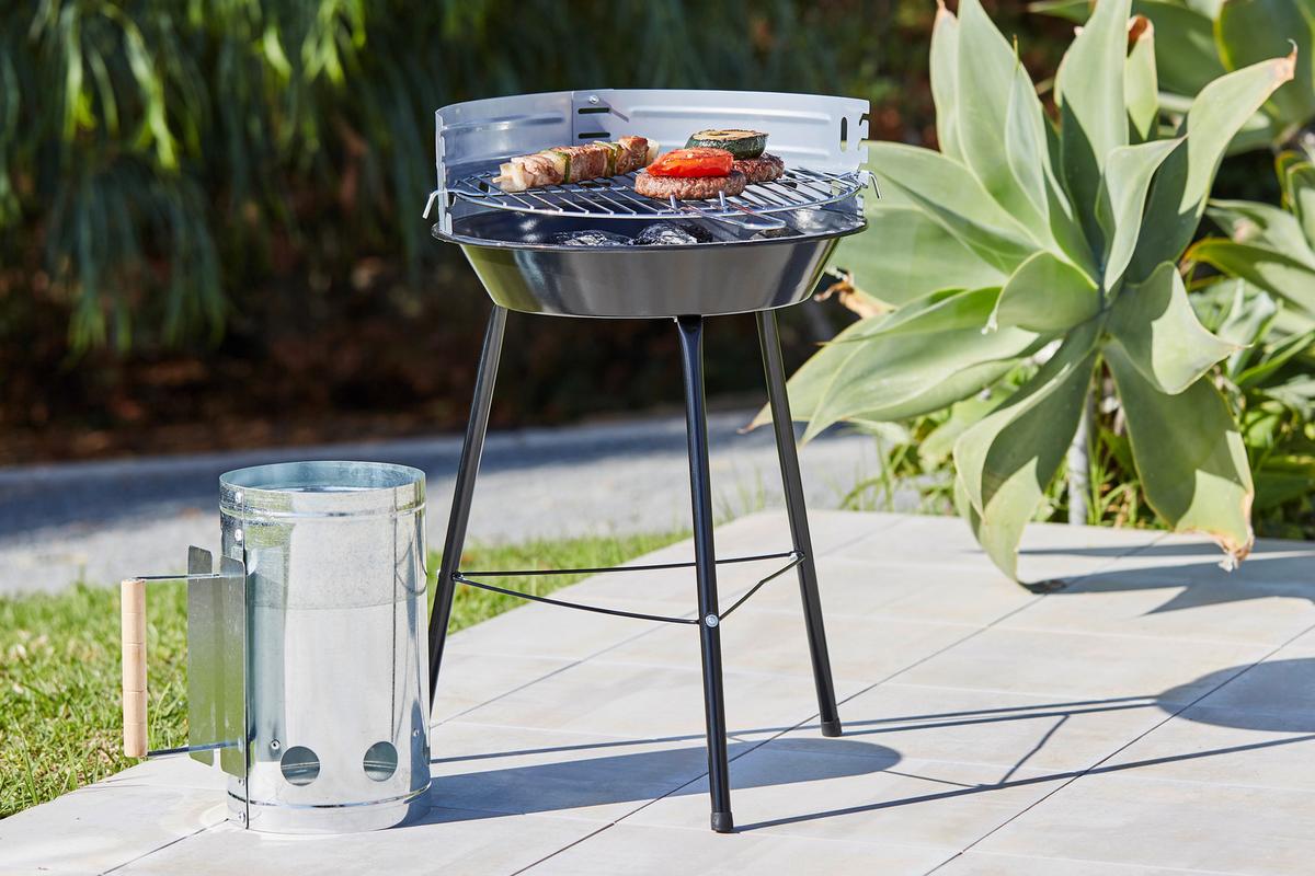 Holzkohlegrill Pablo - Schwarz/Grau, Metall (36/56/47cm) - Homezone