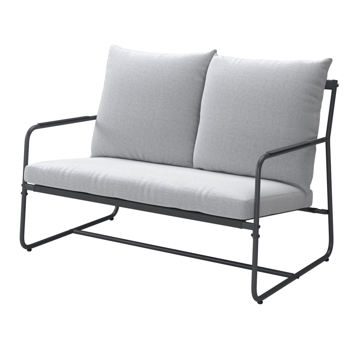 Loungegarnitur Nizza - Dunkelgrau/Hellgrau, MODERN, Textil/Metall (114/75/70cm) - Beldano