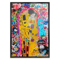 LED-Bild Neon Black Modern Kiss - Multicolor/Schwarz, Basics, Holzwerkstoff/Kunststoff (70/100/3,5cm)