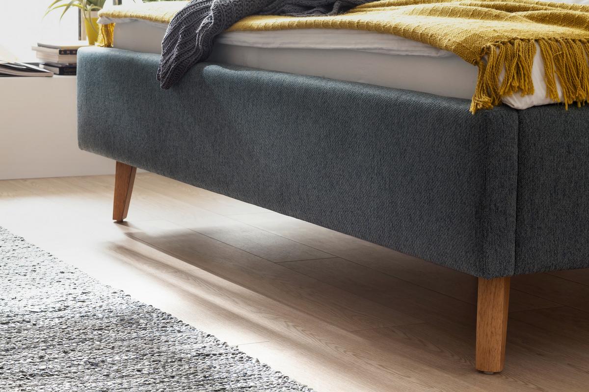 Polsterbett Frieda 160x200cm Blau, inkl. Bettkasten - Blau/Erlefarben, KONVENTIONELL, Holz/Textil (160/200cm) - Livetastic