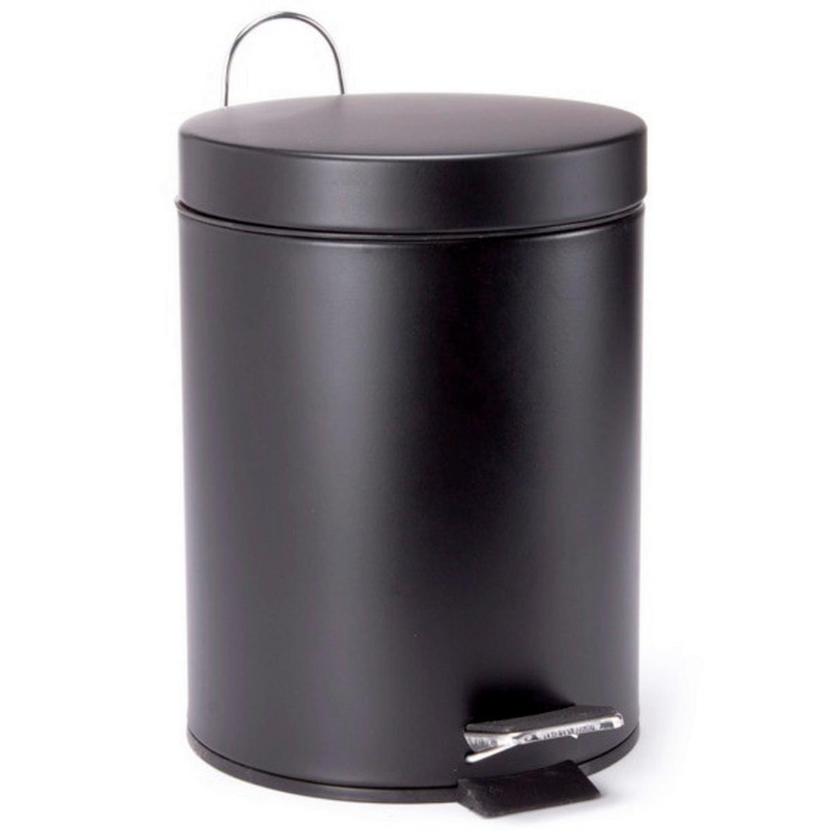 Kosmetikeimer Unis 3l Schwarz Metall DxH 17x25 - Schwarz, Basics, Kunststoff/Metall (17/25cm) - Spirella