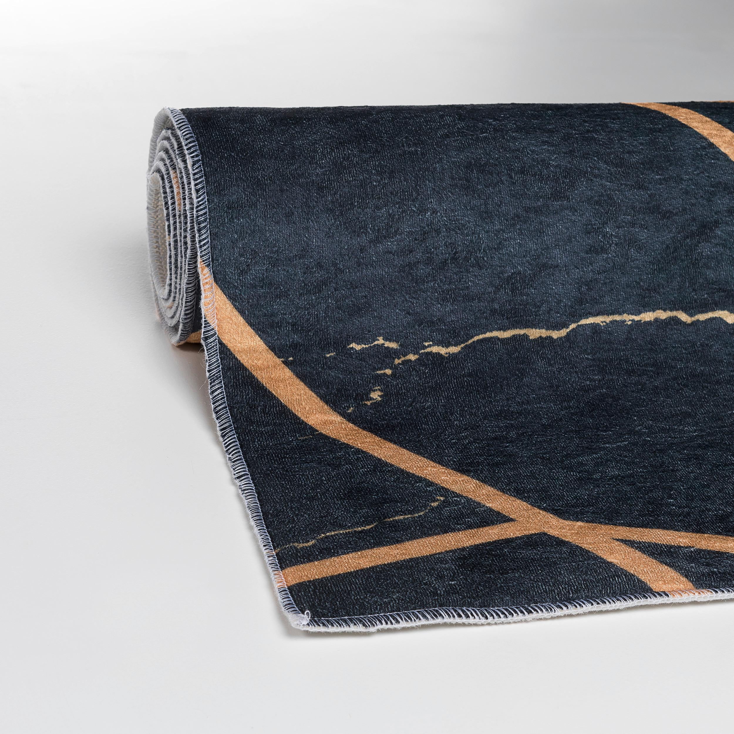 Webteppich Golden/Schwarz Modern Gold 80x150 cm - Goldfarben/Schwarz, MODERN, Textil (80/150cm)