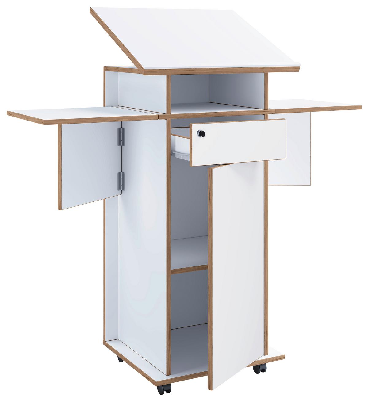 Stehpult Salia Weiß, Honigeiche B: 123 Cm - Honigeiche/Weiß, Design, Holzwerkstoff (123/128/44cm) - MID.YOU