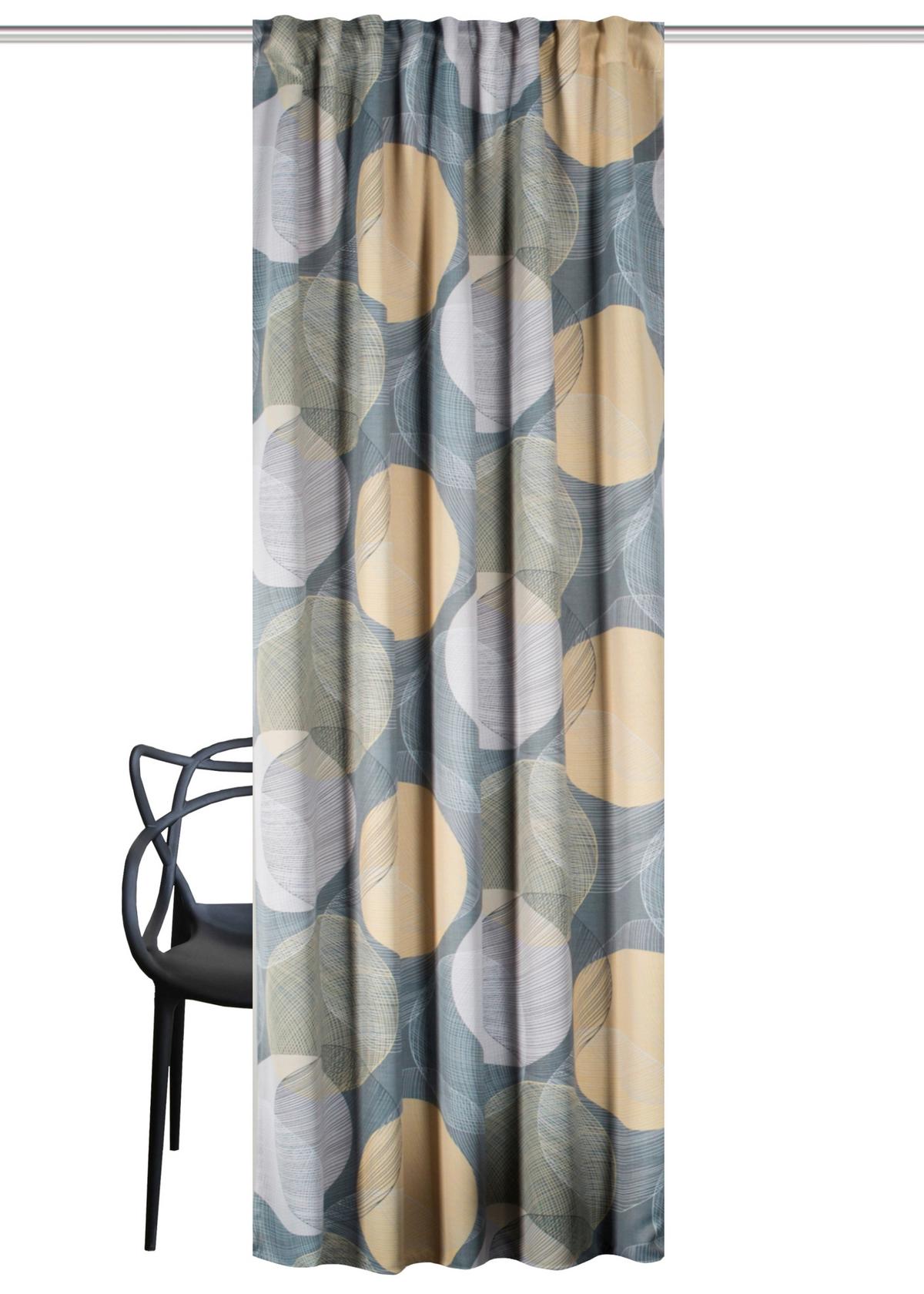 Fertigvorhang Millan - Pastellblau/Gelb, Design, Textil (135/245cm)