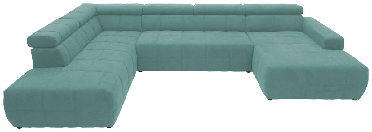 Wohnlandschaft Brandon Kopfteilverstellung Mintgrün - Schwarz/Mintgrün, Design, Textil (228/359/175cm) - MID.YOU
