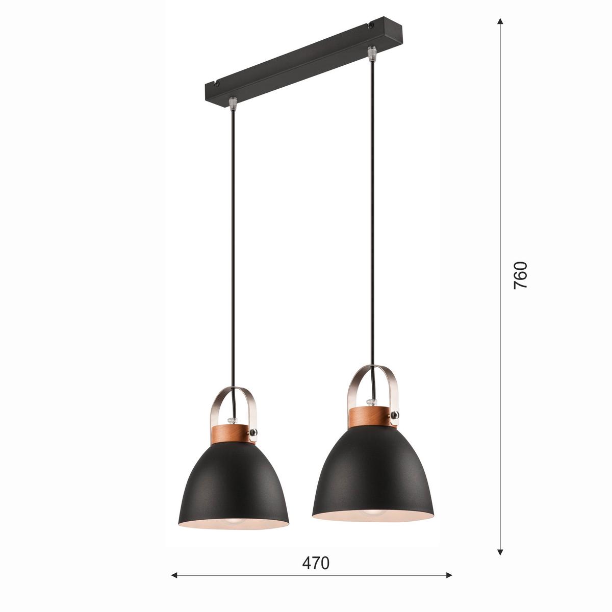 Hängeleuchte 31774 Danielle - Graphitfarben, KONVENTIONELL, Holz/Metall (76/37/12cm)