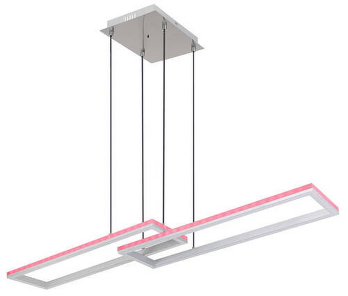 LED-Hängeleuchte 67209-45h - Silberfarben/Opal, Trend, Kunststoff/Metall (119,5/25,5/120cm) - Globo