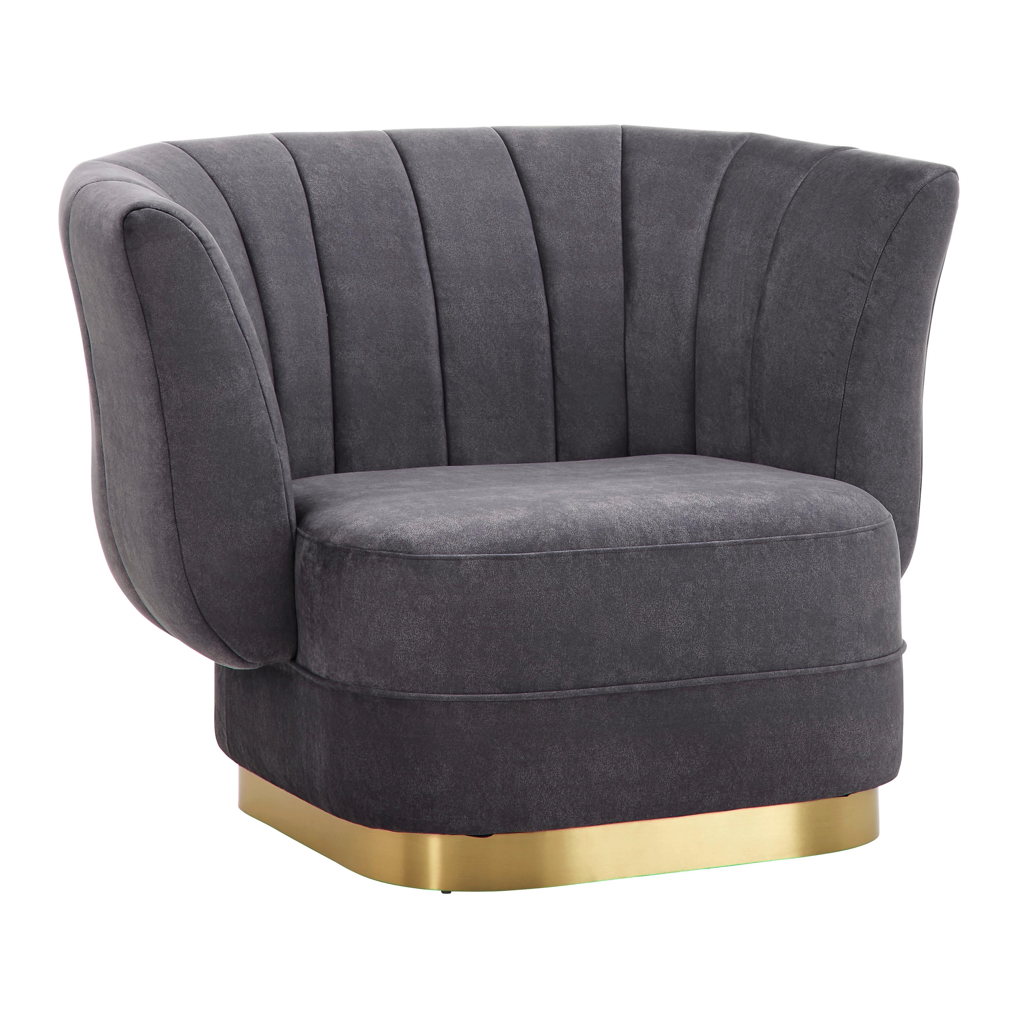 Štýlové kreslo ARABELLA - sivohnedé - sivohnedá/zlatá, Modern, kov/drevo (120/90/85cm) - Bessagi Home