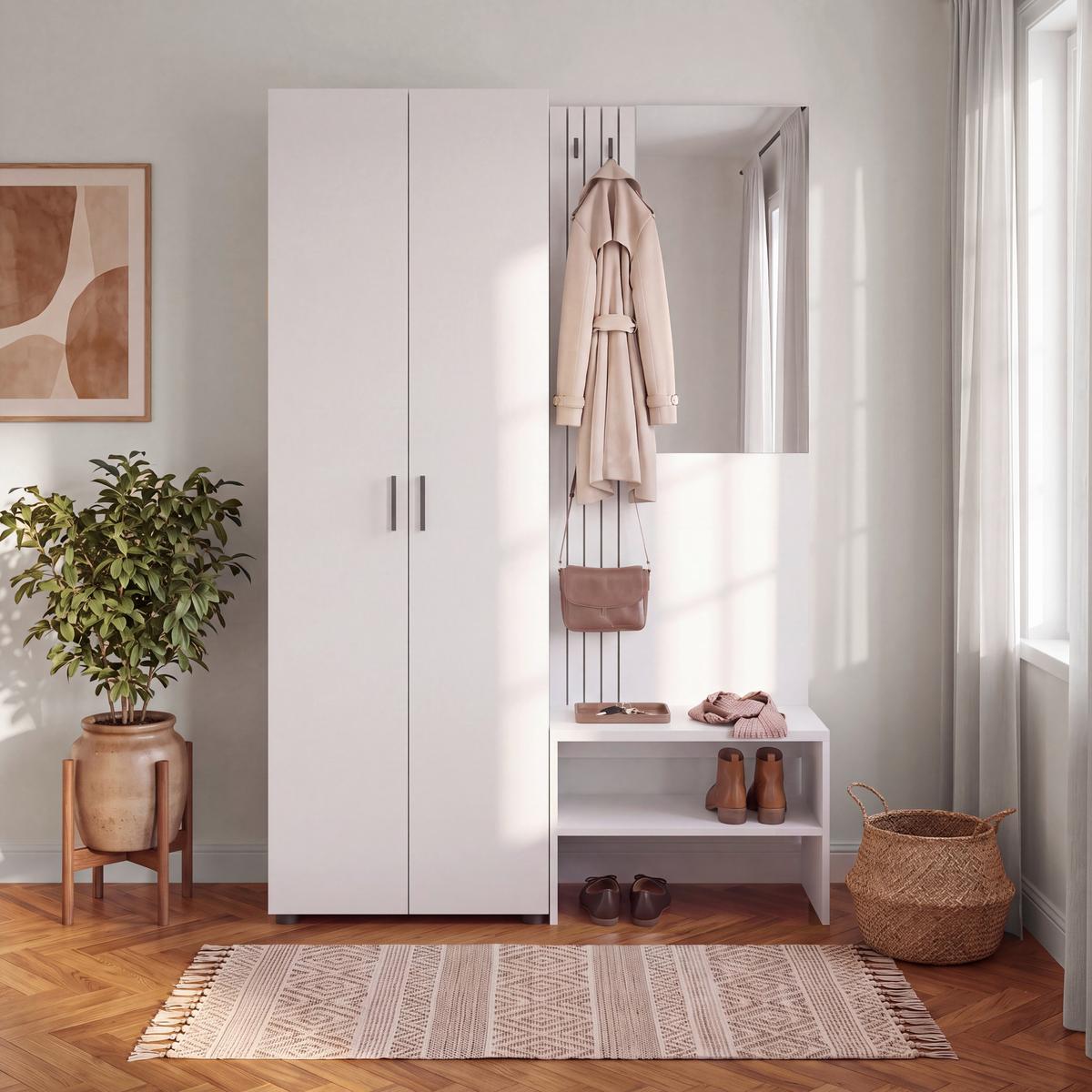 Garderobenschrank Charlie Weiß B: 60cm - Weiß, KONVENTIONELL, Holzwerkstoff (60/180/33,6cm)