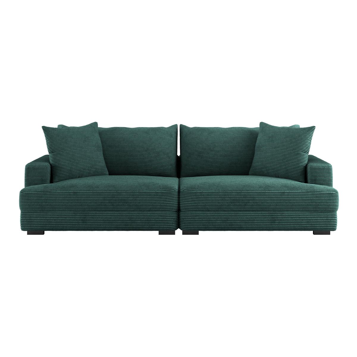 Big Sofa Pelle Mit Kissen B: 261 Cm Waldgrün - Waldgrün/Wengefarben, Trend, Textil (261/124cm) - Luca Bessoni