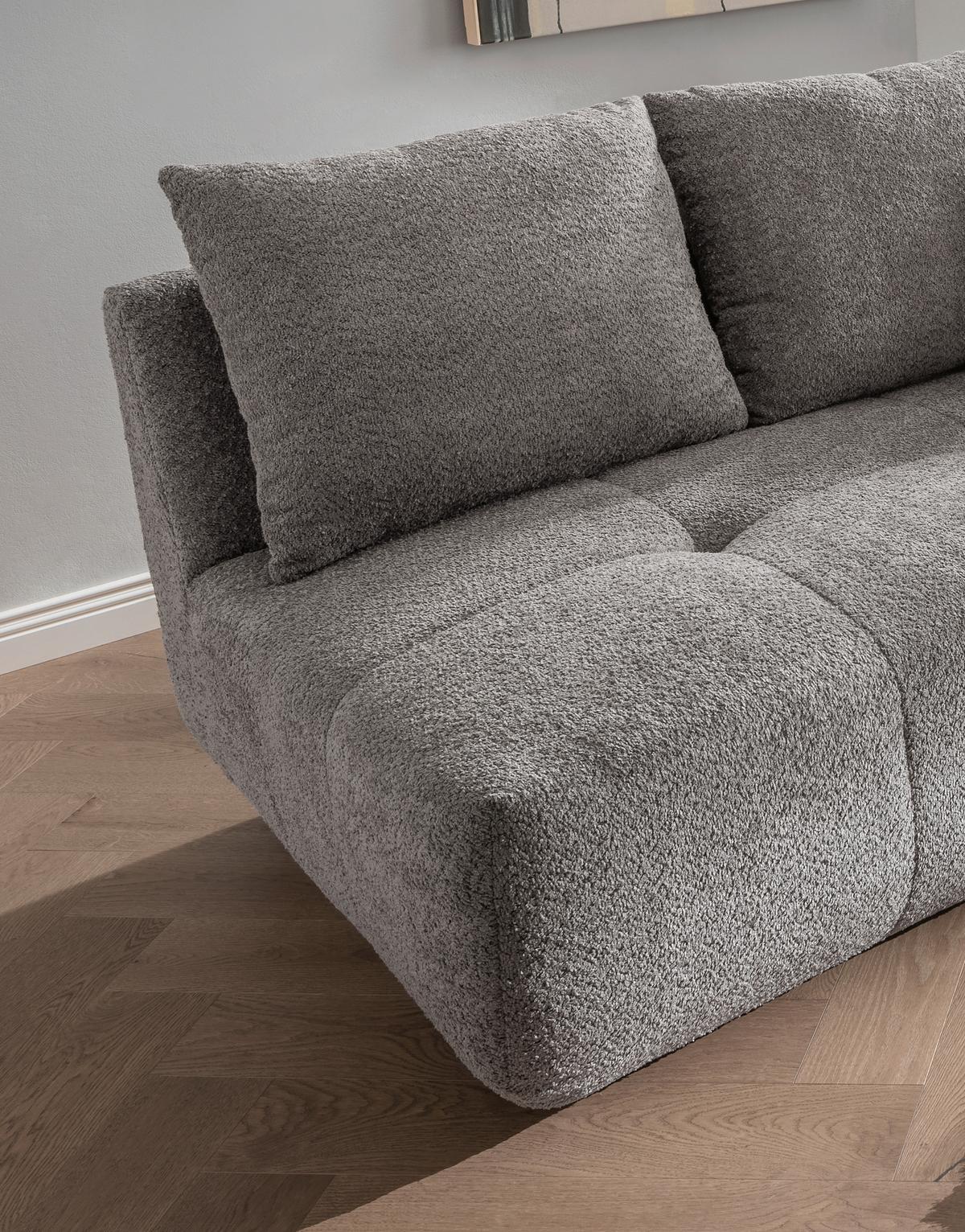 Big Sofa Fertilia Bouclé Anthrazit, B: 323 cm - Anthrazit/Schwarz, MODERN, Textil (323/91/155cm) - Livetastic