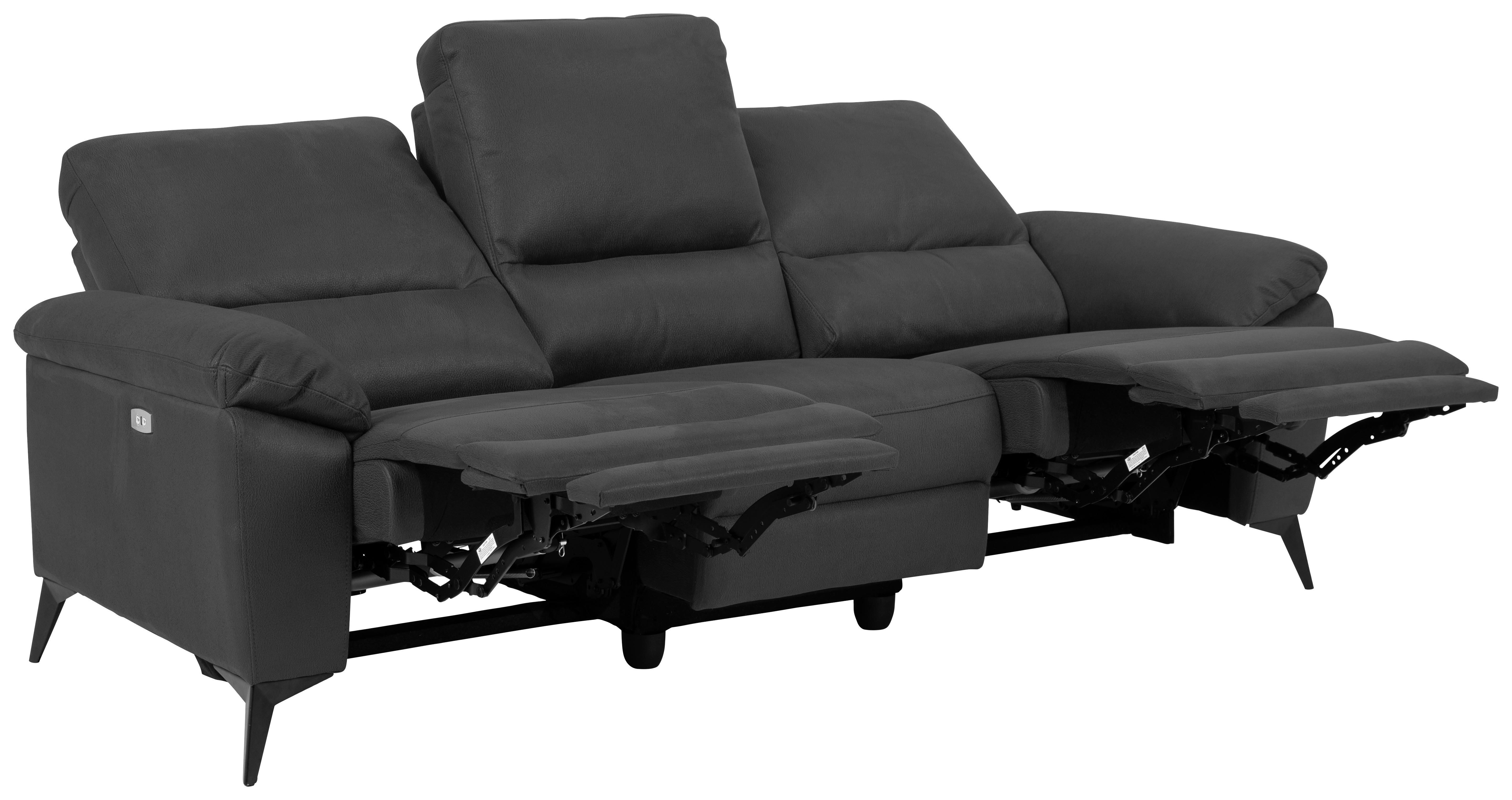 3-Sitzer-Sofa Rana - Schwarz/Grau, KONVENTIONELL, Textil (215/102/96cm) - MID.YOU