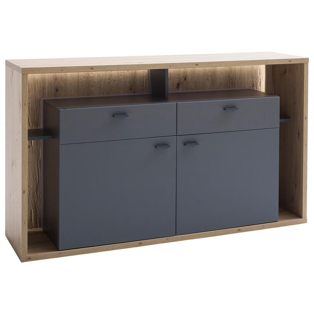 Sideboard B: 156 cm Lizzano Grau/Eichefarben