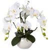 Kunstpflanze Orchideen Weiß, Topf: Weiß, H: 55 cm - Weiß/Grün, Design, Keramik/Kunststoff (55cm) - P & B