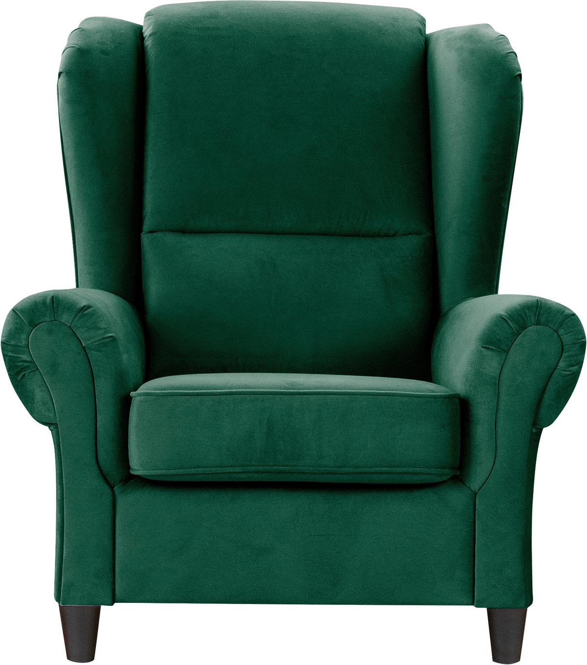 Ohrensessel Baron Grün B: 94 Cm - Schwarz/Grün, Design, Textil (94/112/92cm) - MID.YOU