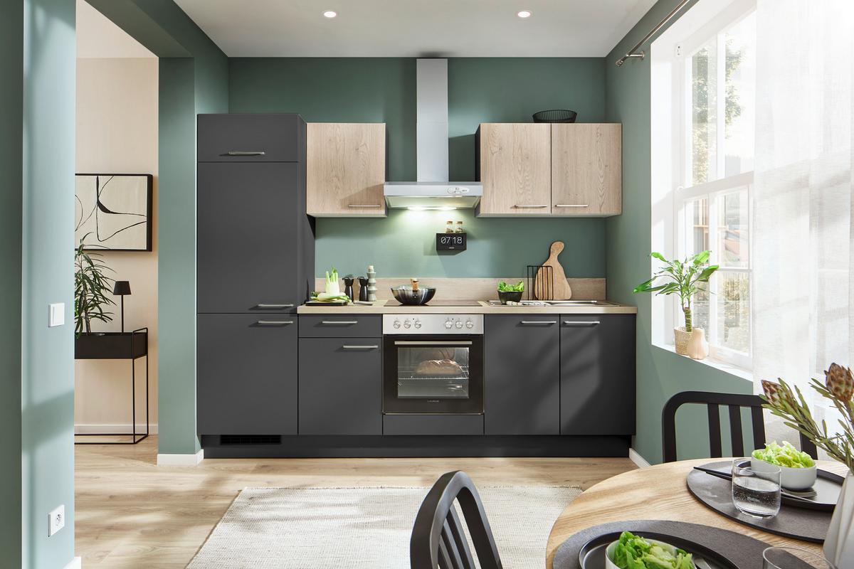 Küchenblock Pn80/pn100 - Eichefarben/Graphitfarben, MODERN, Holzwerkstoff (260cm) - Pino