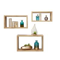 SADA NÁSTĚNNÝCH REGÁLŮ TRITTICO - barvy dubu, Moderní, kompozitní dřevo (45-40-35/27-22-17/16cm) - Mömax