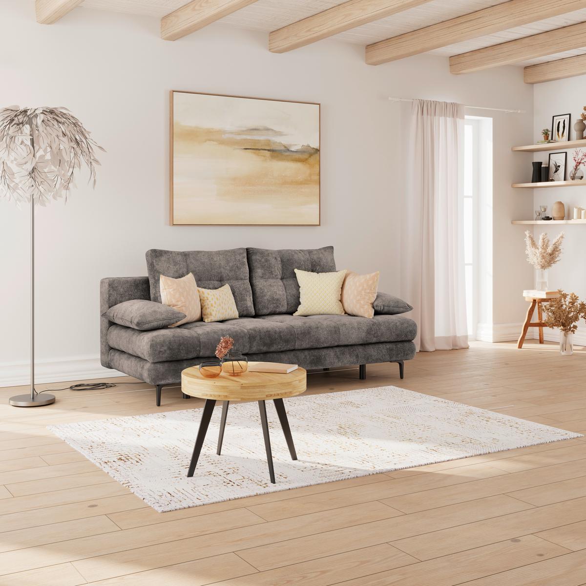 Rozkladacia pohovka PERLA, grafitový velúr - čierna/grafitová, Konventionell, kov/textil (203/94/96cm)