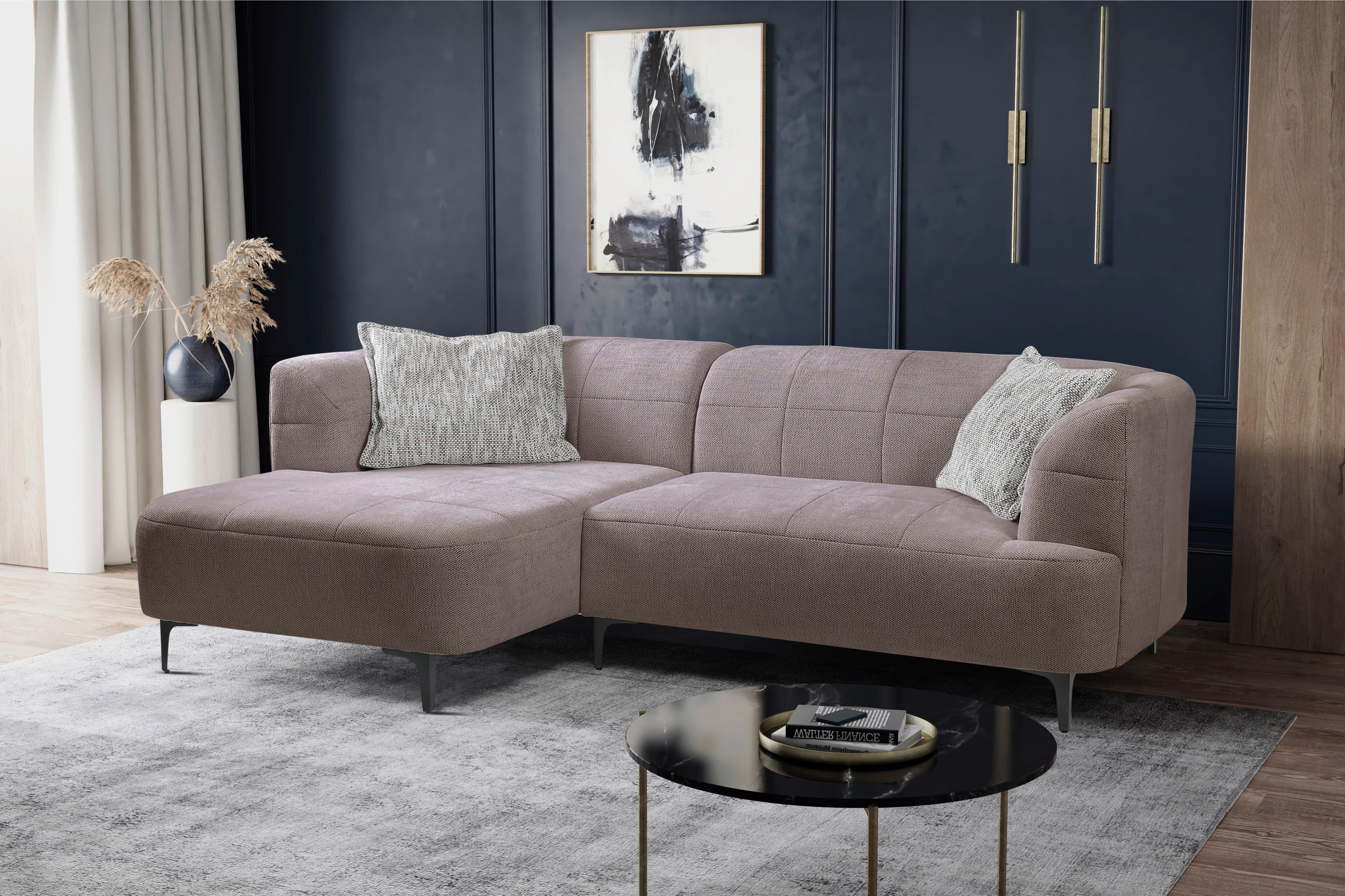 Ecksofa Lou Taupe/Schwarz, 158 cm - Taupe/Schwarz, Design, Textil (158/247cm) - MID.YOU