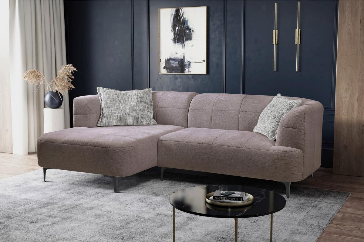 Ecksofa Lou Taupe/schwarz, 158 Cm - Taupe/Schwarz, Design, Textil (158/247cm) - MID.YOU