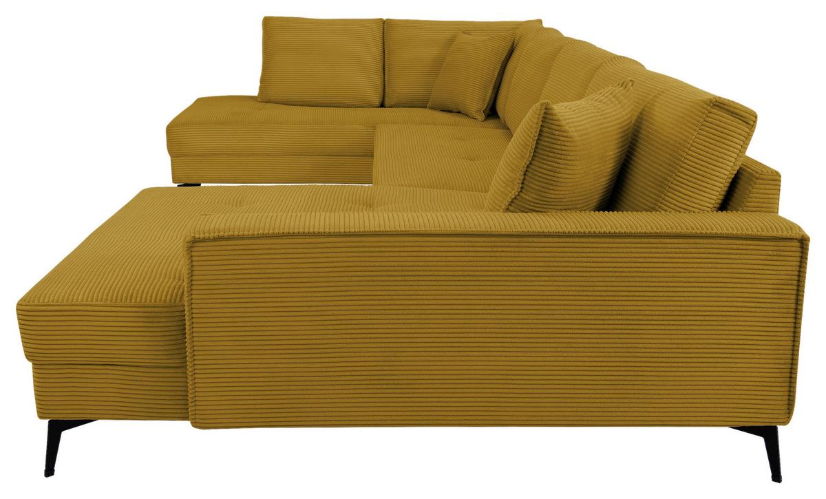 Wohnlandschaft Zero Senfgelb U-Form 195x362x173cm - Senfgelb/Schwarz, Trend, Textil (195/362/173cm)